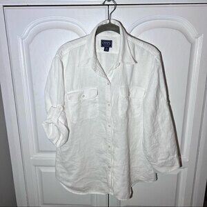 Chaps Women’s White Button Down Shirt, Top, Size‎ L